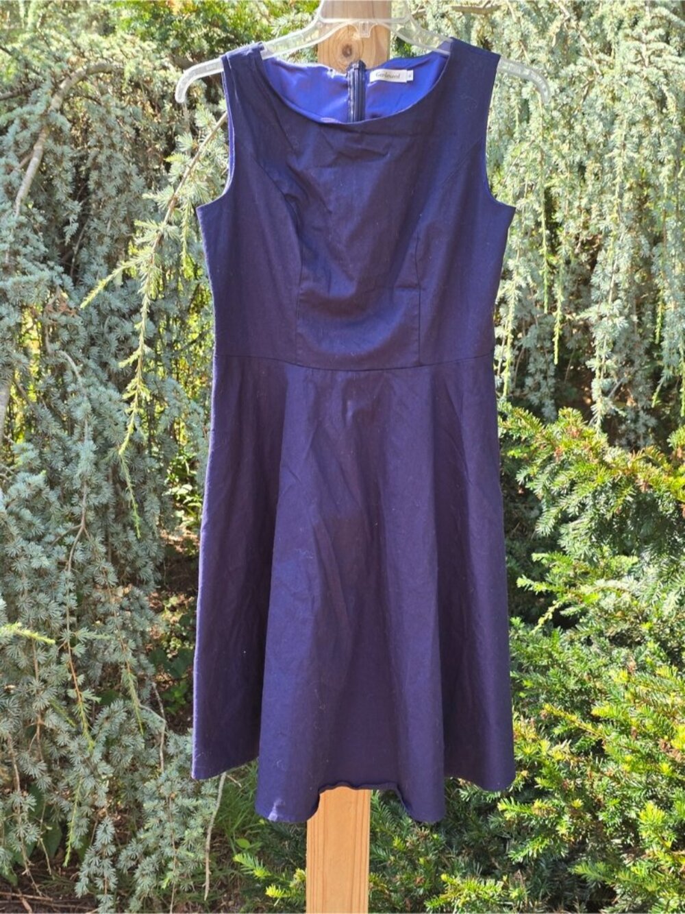 Sleeveless Navy Midi Dress with Flared Skirt